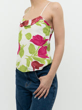 Load image into Gallery viewer, Vintage x Made in Brazil  x White, Pink &amp; Green Floral Frilly Tank (XS, S)