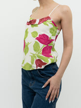Load image into Gallery viewer, Vintage x Made in Brazil  x White, Pink &amp; Green Floral Frilly Tank (XS, S)