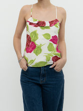 Load image into Gallery viewer, Vintage x Made in Brazil  x White, Pink &amp; Green Floral Frilly Tank (XS, S)