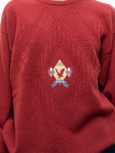 Vintage x Made in Scotland x Burgundy Wool 'Golf' Sweater (XS-XL)