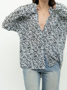 RAILS x Silk Pale Blue Zebra Blouse (XS-L)