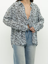 Load image into Gallery viewer, RAILS x Silk Pale Blue Zebra Blouse (XS-L)