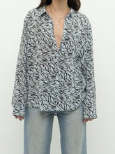 Load image into Gallery viewer, RAILS x Silk Pale Blue Zebra Blouse (XS-L)