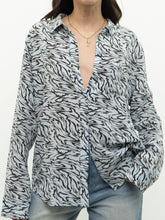 Load image into Gallery viewer, RAILS x Silk Pale Blue Zebra Blouse (XS-L)