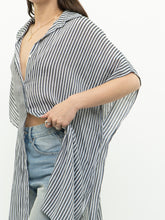 Load image into Gallery viewer, Vintage x Made in Canada x LA VIE EN ROSE Lightweight Navy, White Striped Coverup (XS-XL)