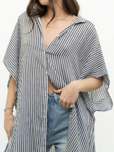 Load image into Gallery viewer, Vintage x Made in Canada x LA VIE EN ROSE Lightweight Navy, White Striped Coverup (XS-XL)