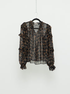 ULLA JOHNSON x Silk Patterned Bohemian Blouse (XS-M)