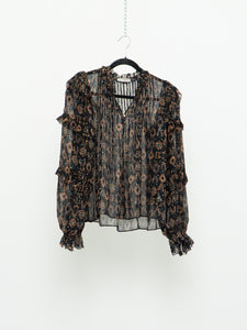 ULLA JOHNSON x Silk Patterned Bohemian Blouse (XS-M)