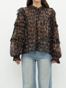 ULLA JOHNSON x Silk Patterned Bohemian Blouse (XS-M)