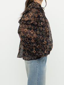 ULLA JOHNSON x Silk Patterned Bohemian Blouse (XS-M)