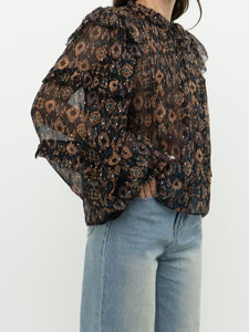 ULLA JOHNSON x Silk Patterned Bohemian Blouse (XS-M)