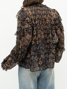 ULLA JOHNSON x Silk Patterned Bohemian Blouse (XS-M)