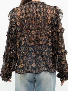 ULLA JOHNSON x Silk Patterned Bohemian Blouse (XS-M)