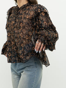 ULLA JOHNSON x Silk Patterned Bohemian Blouse (XS-M)