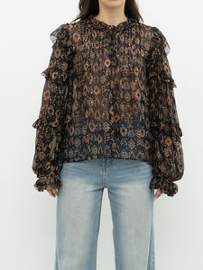 ULLA JOHNSON x Silk Patterned Bohemian Blouse (XS-M)