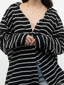 RALPH LAUREN x Lightweight B&W Striped Coverup (XS-L)