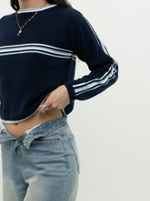 Load image into Gallery viewer, Vintage x Navy, Baby Blue Striped Cropped Knit (XS, S)