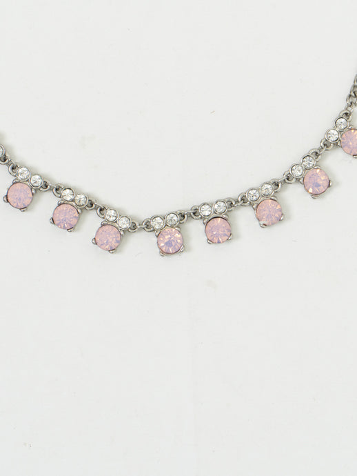 Vintage x Silver, Pink Pearlescent Rhinestone Necklace