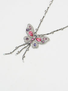 Vintage x JAC Stanless Steel Butterfly Rhinestone Necklace