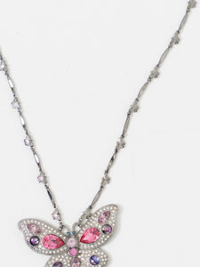 Vintage x JAC Stanless Steel Butterfly Rhinestone Necklace