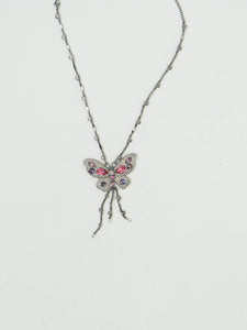 Vintage x JAC Stanless Steel Butterfly Rhinestone Necklace