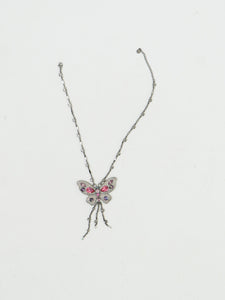 Vintage x JAC Stanless Steel Butterfly Rhinestone Necklace