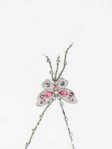 Vintage x JAC Stanless Steel Butterfly Rhinestone Necklace