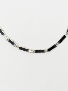 Vintage x MONET Black, Silver Rectangle Necklace