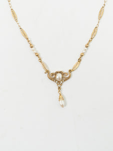 Vintage x 1928 Pearl, Gold-plated Delicated Drop Necklace