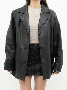 Vintage x JESSICA Black Buttoned Leather Jacket (XS-M)