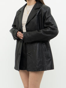 Vintage x JESSICA Black Buttoned Leather Jacket (XS-M)