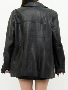 Vintage x JESSICA Black Buttoned Leather Jacket (XS-M)