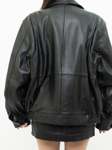 Vintage x ROUND TREE & YORK Black Heavy Leather Bomber Jacket (S-L)