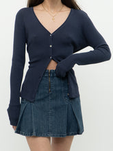 Load image into Gallery viewer, Vintage x Dark Ash Blue Ribbed Cardigan (S, M)