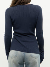 Load image into Gallery viewer, Vintage x Dark Ash Blue Ribbed Cardigan (S, M)