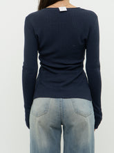 Load image into Gallery viewer, Vintage x Dark Ash Blue Ribbed Cardigan (S, M)