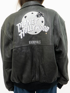 Vintage x PLANET HOLLYWOOD Beverly Hills Black Leather Bomber (S-L)