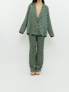 MNG x Green Patterned Satin Set (L, XL)