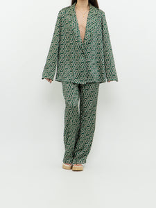 MNG x Green Patterned Satin Set (L, XL)