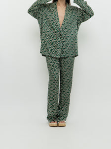 MNG x Green Patterned Satin Set (L, XL)