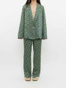 MNG x Green Patterned Satin Set (L, XL)