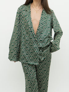 MNG x Green Patterned Satin Set (L, XL)