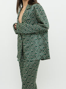 MNG x Green Patterned Satin Set (L, XL)