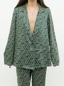 MNG x Green Patterned Satin Set (L, XL)