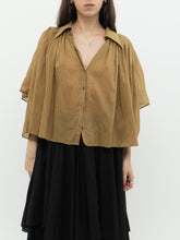 Load image into Gallery viewer, BANANA REPUBLIC  x Camel Silk &amp; Cotton Pleated Button-Up (S)