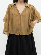 Load image into Gallery viewer, BANANA REPUBLIC  x Camel Silk &amp; Cotton Pleated Button-Up (S)