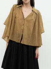 Load image into Gallery viewer, BANANA REPUBLIC  x Camel Silk &amp; Cotton Pleated Button-Up (S)