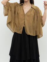 Load image into Gallery viewer, BANANA REPUBLIC  x Camel Silk &amp; Cotton Pleated Button-Up (S)