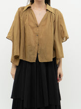 Load image into Gallery viewer, BANANA REPUBLIC  x Camel Silk &amp; Cotton Pleated Button-Up (S)