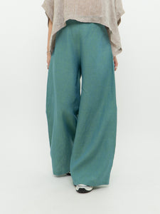 Vintage x Made in USA x BRYN WALKER Teal Linen Pants (L, XL)